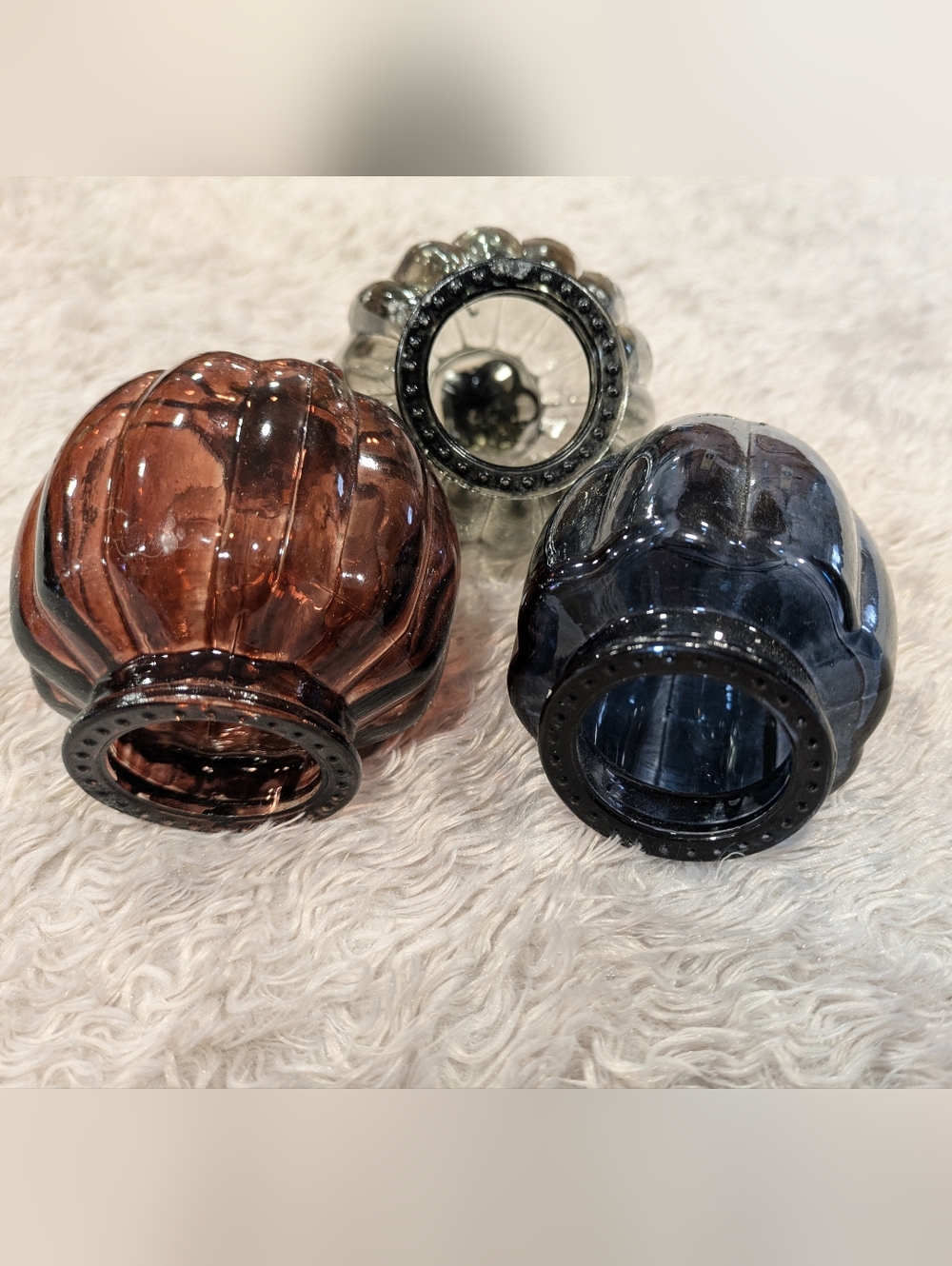 Glass Pumpkin Trio Decorative Accents - Gray, Blue, Brown - Picture 11 of 15